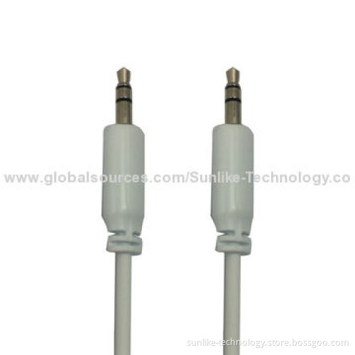 Audio Cable, Molding, Nickel-plated, Half-shiny, Half Matte, 3.5SP Male-to-male